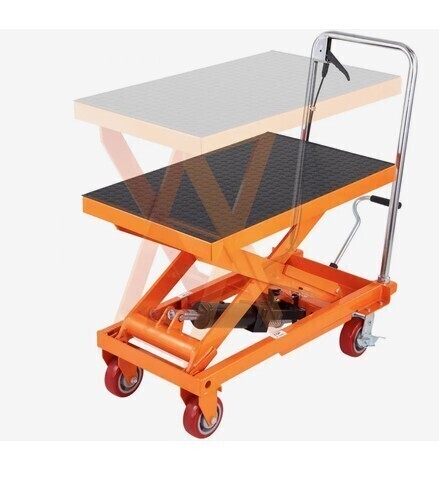 VEVOR Hydraulic Lift Table Cart, 1100lbs Capacity 35.4" Lifting Height, Manual Single Scissor Lift Table with 4 Wheels and Non-slip Pad, Hydraulic Scissor Cart for Material Handling and Transportation New $499
