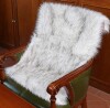 Everly Quinn Haja Shag Faux Sheepskin Fur White Fluffy Area Rug with Gray Tips, 24" x 36" $199