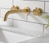 RBROHANT Modern Wall Mounted 2-handle Bathroom Sink Faucet in Brushed Gold, Solid Brass With Drain Assembly New In Box $499