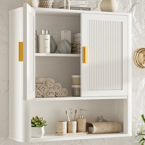 Latitude Run&reg; Bathroom Storage Cabinet With Adjustable Shelves, Over The Toilet Organizer For Laundry Room, Kitchen & Living Room, Medicine Cabinet With Wood Doors New In Box $299