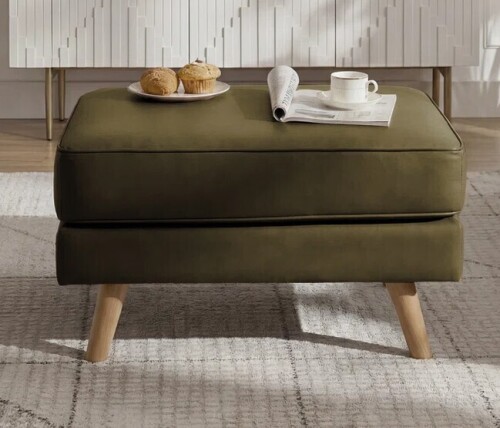 Wrought Studio&trade; Havens 29.7''W Upholstered Mid-Century Modern Ottoman, Faux Leather Footrest With Soild Wood Legs, Coffee Table Stool For Living Room, Bedroom, Entryway New In Box $299