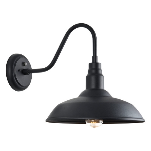 Winston Porter 14" Large Dusk To Dawn Gooseneck Light For Porch, Matte Black Outdoor Barn Light With Wall Mount, Industrial Exterior Farmhouse Wall Sconce With Photocell Sensor New In Box $199