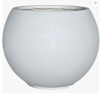 Wrought Studio 17" H x 21" Dia Round White Fiberstone Planter Pot with Drainage Hole, Extra Large Lightweight UV-Resistant Planter in White New in Box $299