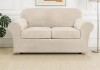 Mercer41 Soft Velvet Plush 3 Piece Stretch Loveseat Sofa Slipcover for 2 Cushion Couch Machine Washable $89