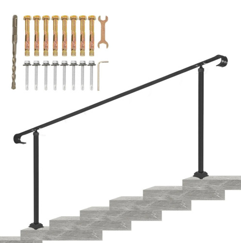 Vevor Wrought Iron Handrail Stair Railing Fit 4 To 6 Steps Adjustable Hand Rail New In Box $399