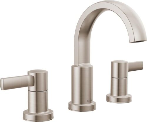 Delta Albion Brushed Nickel Bathroom Faucet 3 Hole, 8 Inch Widespread Bathroom Sink Faucet for Vanity, Metal Push-Pop Drain Assembly, SpotShield Brushed Nickel New In Box $299