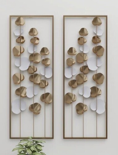 Mercer41 2-Piece Modern Metal Cut-Out Leaf Wall Decor with Rectangular Frames New In Box $299