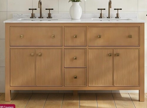 DeerValley Lignum 60" Fully Assembled Double Bathroom Vanity with Engineered Marble Top, Soft Closing and Splash Guard New in Box $1999
