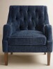 Birch Lane Anatonia Upholstered 29.25" Wide Tufted Wingback Accent Chair with Curved Slope Arms, Navy New in Box $599