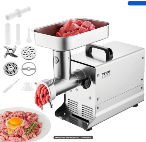 VEVOR Meat Grinder, 7 Lbs/Min Capacity Electric Meat Grinders with Blade, Grinding Plate, Sausage Maker, Stainless Steel Commercial Meat Mincer New in Box $499