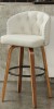 George Oliver Swivel Bar Stool With Curved Wood Legs, Upholstered Tufted Back, And Nailhead Trim in White New in Box $399