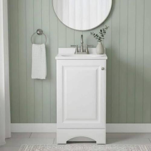 Glacier Bay 19 in. Single Sink White Freestanding Bath Vanity with White Cultured Marble Top (Assembled) New In Box $499