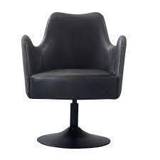 Latitude Run Loms Genuine Leather Swivel Accent Chair, Black, New in Box $599