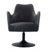 Latitude Run Loms Genuine Leather Swivel Accent Chair, Black, New in Box $599