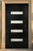 Protons Link 36 in. x 80 in. Black Fiberglass Entry Door Slab with Frosted Privacy Glass &ndash; Left Hand Inswing New in Box $699