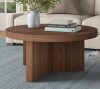 Ebern Designs 32" Wide Round Coffee Table with Fluted Base &mdash; Satin Walnut Scandinavian MDF Center Table New in Box $299