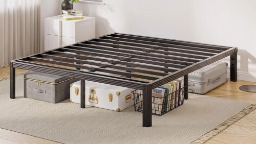 FUIOBYVV 14" King Heavy Duty Metal Bed Frame with Round Corners, Box Spring Not Required, Noise Free $299