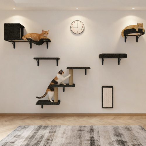 Tucker Murphy Pet&trade; KVIDA 10-Piece Cat Wall Furniture Set, Vertical Cat Wall Shelves with Cat Condo, Platforms, Sisal Scratchers & Steps for Indoor Cats, Dark Gray New In Box $199