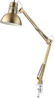Globe Electric 62000010 32" Multi-Joint Desk Lamp with Metal Clamp, Matte Brass, White Accents, On/Off Rotary Switch on Shade, Partially Adjustable Swing Arm, Home D&eacute;cor, Office Accessory New In Box $89