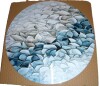 Ivy Bronx Blue White Flower Petals River - Abstract Geometric Large Round Wall Art, Blue Metal Wall Art, 16" H x 16" W New In Box $199 - 2