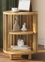 Ebern Designs Yeva 19.7" Mid Century Modern Nightstand, Round Bedside Table With Open Shelf $199