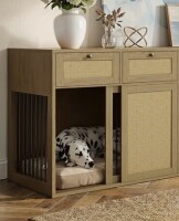 Bayou Breeze Dellarae Farmhouse Dog Crate Furniture Set with Left & Right Opening Kennels and Matching Storage Cabinet New in Box $599