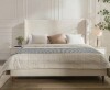 Latitude Run Mozter Upholstered Wingback Platform Bed Ivory King Size New in Box $699