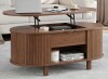 George Oliver 43.3'' W Oval Lift Top Coffee Table With Hidden Storage, Fluted Wood Center Table With Storage Compartment And Open Shelf in Walnut New in Box $399