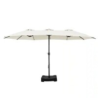 Phi Villa 15 ft. Market Patio Umbrella 2-Side in Ivory White with Base and Sandbags, New in Box $299
