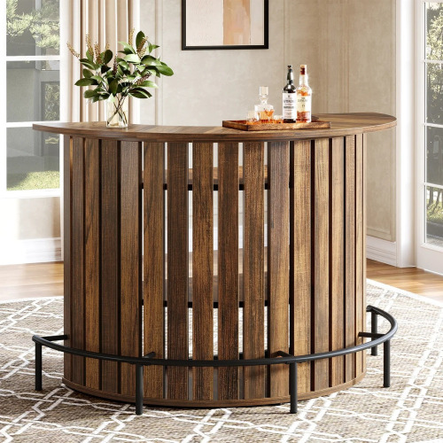 17 Stories 4-Tier Bar Table, Arc-Shaped Mini Home Bar Table with Footrest, New in Box $399