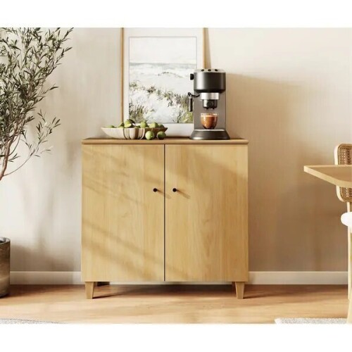 WAMPAT Sideboard Buffet Cabinet with Doors, 32.4"H, Oak, New in Box $299