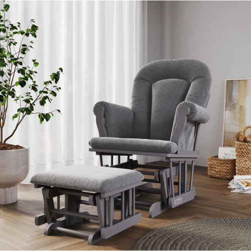 Child Craft Cozy Glider Rocker and Ottoman, Cool Gray, New in Box $399