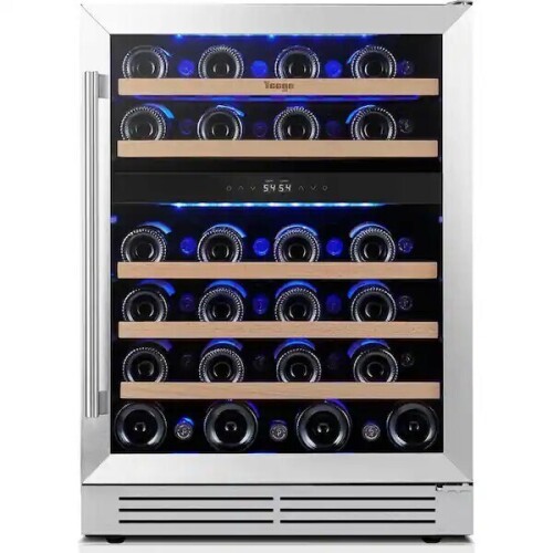 Yeego 24" Dual Zone 46-Bottles Built-In Wine Cooler Freestanding Refrigerator with 5 Removable Shelves Frost Free 40-65&deg; New Shelf Pull On Working $699
