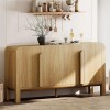 WAMPAT Modern 63" W Large Wooden Sideboard Buffet Cabinet with 4 Door Storage, with Curved Handles, Adjustable Shelves, Walnut, New Open Box $799