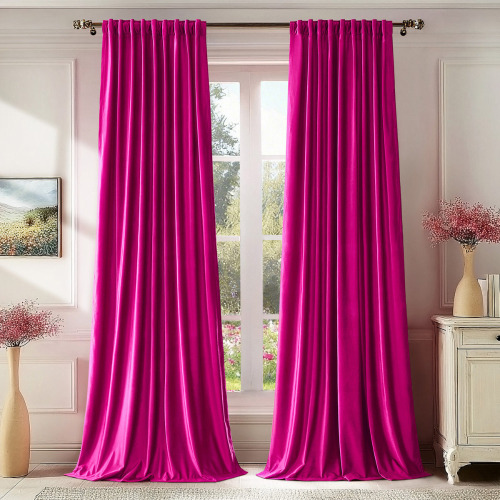 Mercer41 Luxury Velvet Blackout Thermal-Insulated Curtains. Room Darkening 75%-95% Rod Pocket Back Tab Drapes for Living room Bedroom (Pair) 52" x 96" New in Box $89