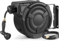 wikiwiki Retractable Garden Hose Reel 1/2 in x 50 ft, Heavy Duty Wall Mounted Hose Reel with 10- Function Sprayer Nozzle, Automatic Slow Return System/180&deg;Swivel Bracket/UV Resistant (Black) New In Box $99