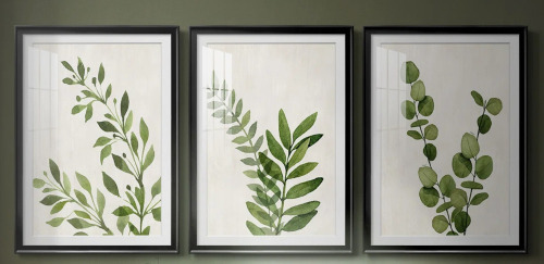 Wildon Home&reg; Botanical Wash I -Custom Framed Premium Print W Matt - 3 Pieces, 20" x 30" Each, New In Box $299