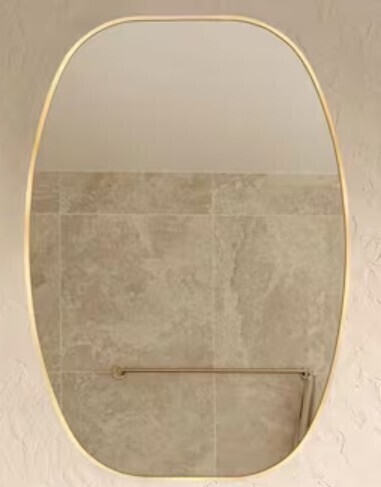 LuxHomez 24 in. W x 36 in. H Modern Oval Aluminum Frame Gold Wall Mirror (Screws Included) New In Box $299
