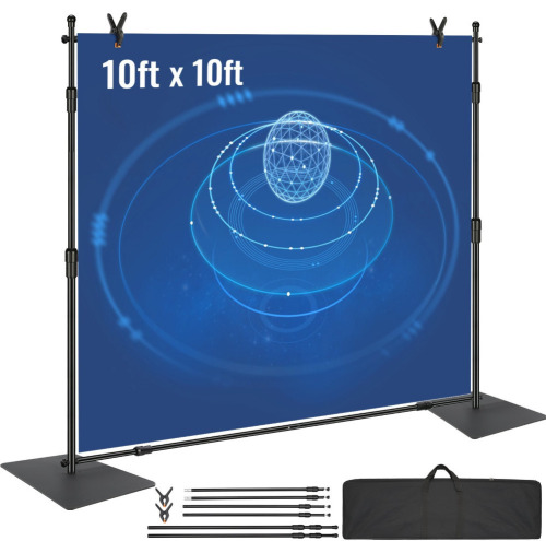 VEVOR 10ft x 10ft Pipe and Drape Kit, Heavy Duty Backdrop Stand with Carbon Steel Base, Adjustable Backdrop Support with 6 Clamps and A Carry Bag for Wedding, Party, Event, Photography, and Exhibition New In Box $199