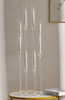 The Holiday Aisle&reg; 8 Arms Clear Candlesticks Holder For Wedding Decorations Arcylic LED Candle Holder With Shade New Open Box $199