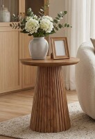 Ophelia & Co. Small Round Solid Wood End Table, Farmhouse Side Table for Living Room, Bedroom $299
