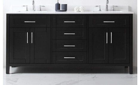Ove Decors Tahoe 72" Free Standing Double Basin Vanity Set with Cabinet and Cultured Marble Vanity Top New in Box $3199