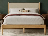 Wade Logan Besan Solid Wood Boucle Upholstered Headboard Bed Frame King Size New in Box $1299