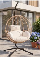 Dakota Fields Allenhurst Swing Egg Chair with Stand and Cushion, Indoor Outdoor Porch Swing $499