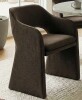 Everly Quinn 19" Seat Height Upholstered Chenille Dining Armchair in Dark Brown New in Box $499