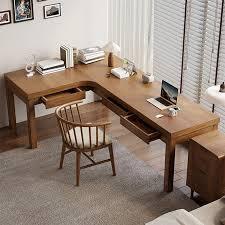 Inbox Zero Modern and simple corner L-shaped desk with drawers in Brown $399