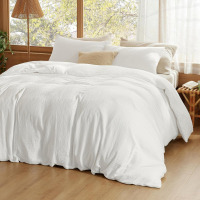 Bedsure 100% Muslin Cotton Duvet Cover Queen Size 3-Piece -Linen Like Gauze Comforter Cover Set New In Box $199