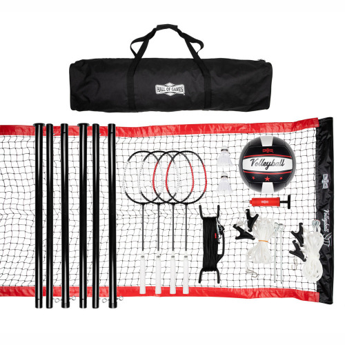 Hall of Games 32-ft Outdoor Volleyball and Badminton Net with Carrying Bag Accessories Set New In Box $199