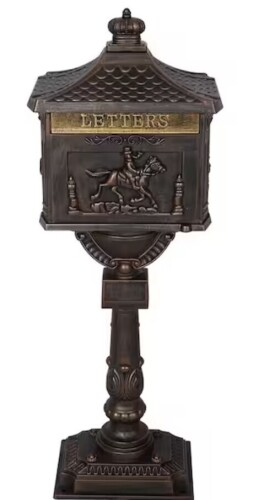 Whitehall Products Pedestal Bronze, Large, Aluminum, Post-Mount All-In-One Mailbox and Post Combo New In Box $399