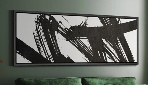 IDEA4WALL BAW "Dynamic Black And White Abstract Modern Art Relax Calm Warm" 20" H x 60" W New In Box $299